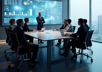 A group of people in a meeting